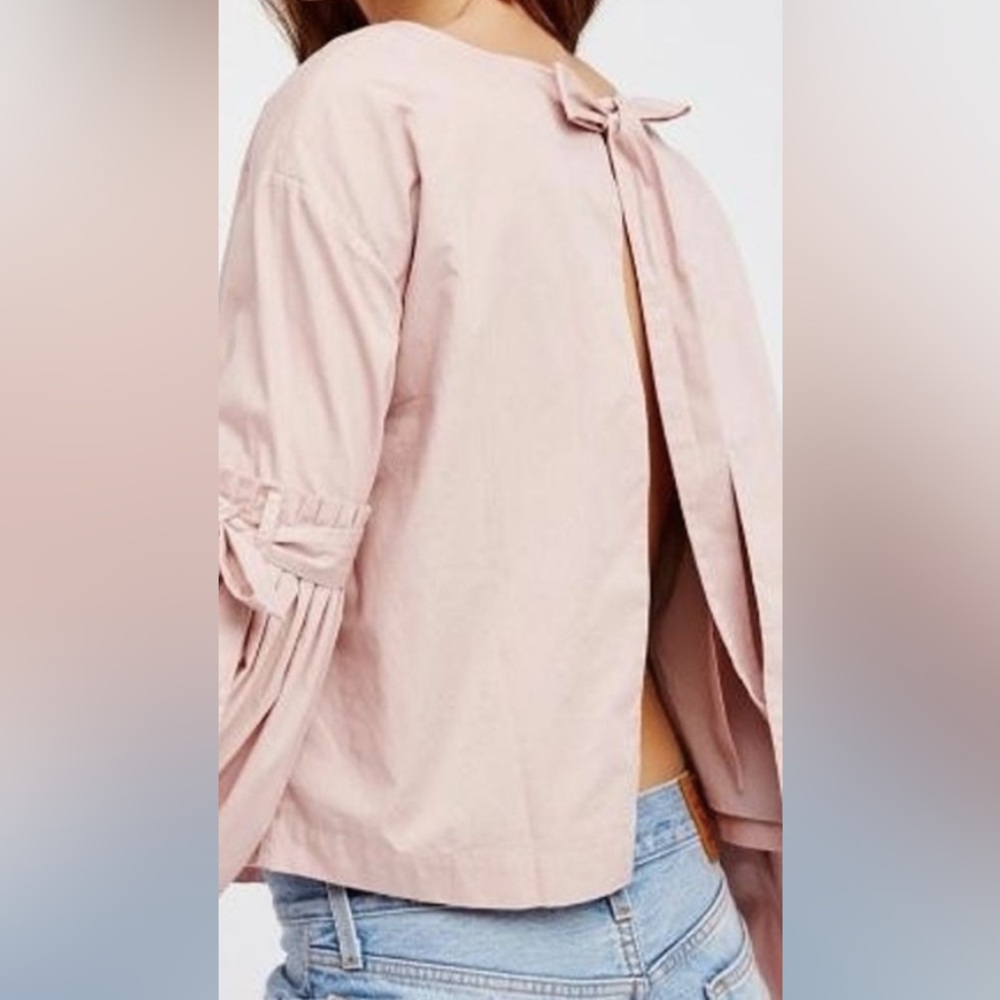 Free People Blush Pink Open-Back Blouse